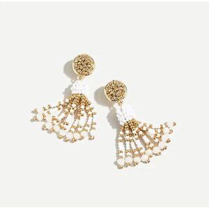 NEW J. Crew Baby Bobina Beaded Tassel Drop Earrings in White Boho